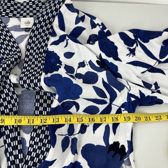 Cabi Kimono Womens Small Blue White Floral Botanical Tropical Light Weight 5661 - Picture 11 of 13